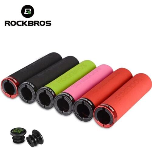 ROCKBROS Cycling Bicycle Gear Grips MTB Bike Silicone Sponge Handlebar Soft Ultralight Grips Anti-skid Shock-absorbing Bike Part