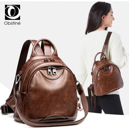 Luxury Small Backpack Women PU Leather Mini Backpacks Bags for Girls Brown Female Shoulder Bag Casual Daypack Back Pack Woman