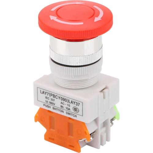 Self Locking Emergency Stop Mushroom Push Button Switch 22mm Mount LAY37 11ZS Electric Switch 220V 5A Electrical Starter