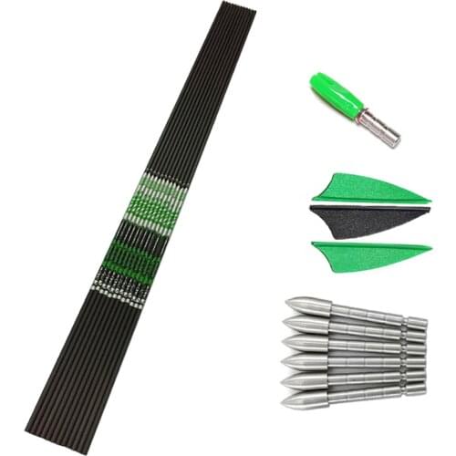 Archery Spine 400-1100 ID4.2mm Carbon Arrow Shafts Vanes Pin nock Points Compound Recurve Bow Longbow Hunting Shooting 6/12PCS