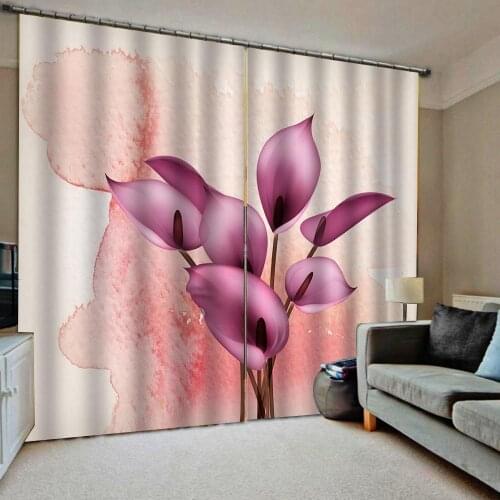 Flowers print Chinese Customized 3D Blackout Curtains Living Room Bedroom pink flower personality curtains