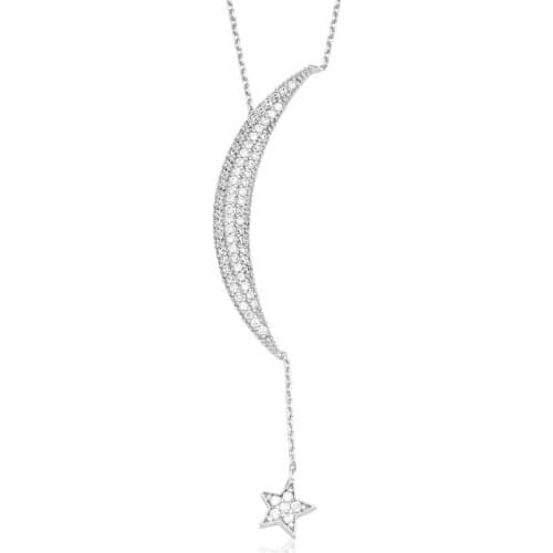 Tevuli 925 Sterling Silver Chain Moon Star Women 'S Necklace