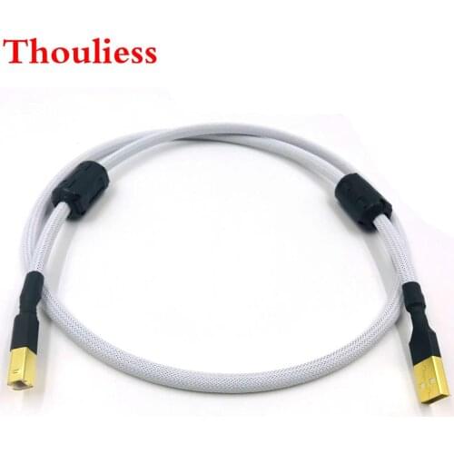 Thouliess HIFI 4 cores Single Crystal Copperr USB Cable DAC A-B Digital USB 2.0 Type A to B Male Audio Cable(white)