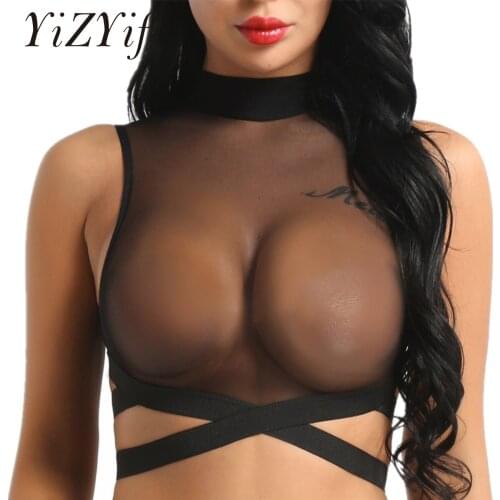 Womens Strappy Mesh Crop Top See Through Sheer Zipper Back Criss Cross Shirts Female Casual Tank Festival Rave Top Streetwear
