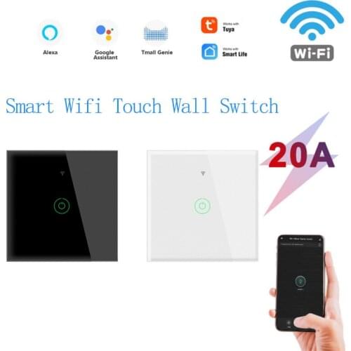 TUYA 20A Smart Wifi Touch Wall Switch Light Support High-power Electrical Appliances Switch Work With Alexa Google Home