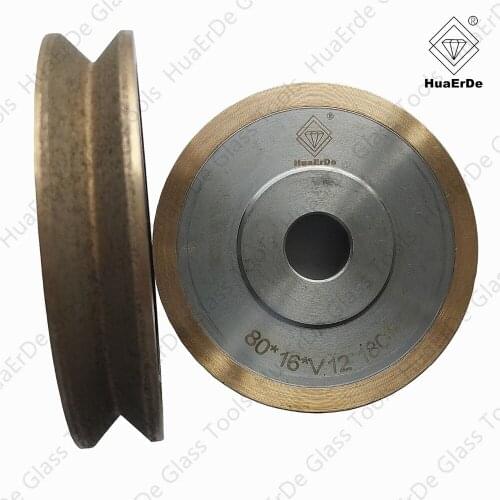 HuaErDe V-shaped diamond grinding wheel glass stone grinding wheel shaped inverted wheel glass accessories.D80mm