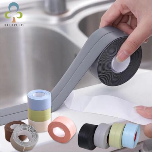 3.2 Meters Bathroom Shower Sink Bath Sealing Strip Tape White PVC Self adhesive Waterproof Wall sticker for Bathroom Kitchen GYH