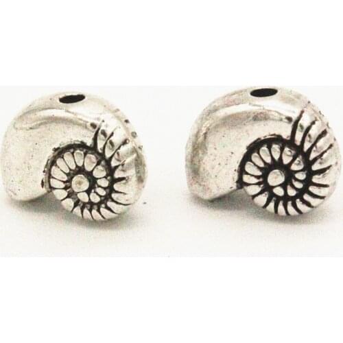 100 PCS 9*11MM Spacer Beads Metal Alloy Beads Antique Silver Color Conch Beads Connector For Jewelry Making