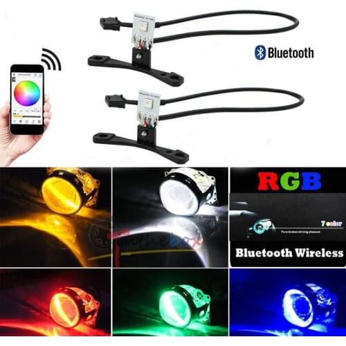 2Pcs Car Decorative Light RGB Devil Eyes Projector Headlight Led Devil Eyes Lights Demon Eye Lamp APP Control