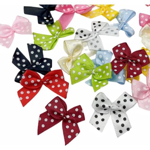 20pcs/lot 12color Upick Dot Satin Ribbon Flowers Bows Gift Craft Wedding Decoration