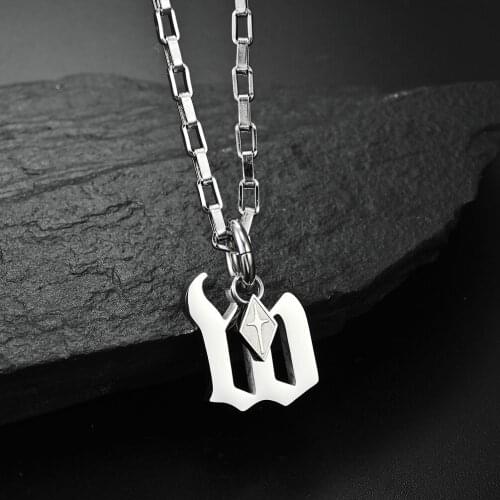 2021 Drop Shipping English 24 letters Simple Cross Pendant Necklaces Unisex Personal Name Stainless Steel Jewelry Chain For Mens