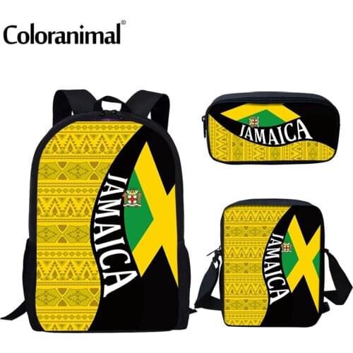 Coloranimal Children 3Set School Bags for Kids Fashion Jamaica Lion Pattern Backpack for Girls Boys Large Capacity Book Bag 2021