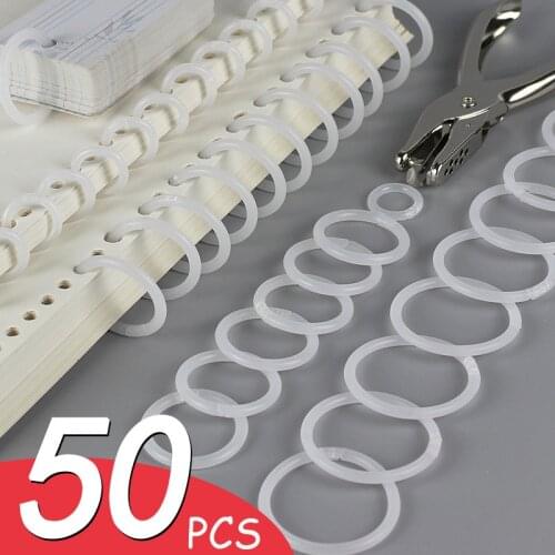 50pcs Binder Ring Loose-leaf Binder Ring Plastic Ring Puncher Ring Buckle Ring Removable Binding Notebook Binder Plastic Ring