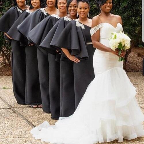 White Tiered Mermaid Wedding Dresses 2020 Beaded Africa Bridal Dresses Simple Beach Wedding Gowns robe de mariee