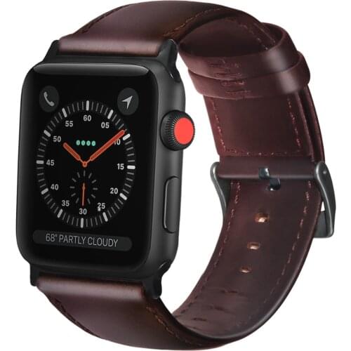 FOLOME Leather Wax Oil Skin Bracelet for Apple Watch SE Band Series 6 5 4 3 2 Replacement Strap 40mm 44mm 38mm 42mm Belt