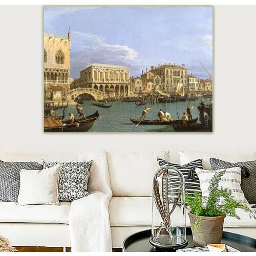 Citon Canaletto《View of the Riva degli Schiavoni》Canvas Oil Painting Artwork Poster Picture Backdrop Wall Decor Home Decoration