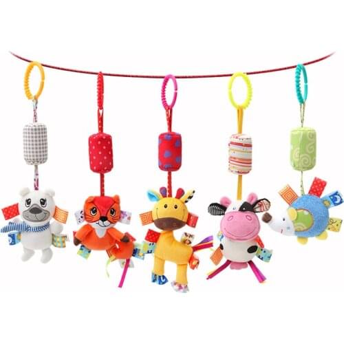 Newborn Baby Plush Stroller Toys Baby Rattles Mobiles Cartoon Animal Hanging Bell Educational Baby Toys 0-12 Months Speelgoed