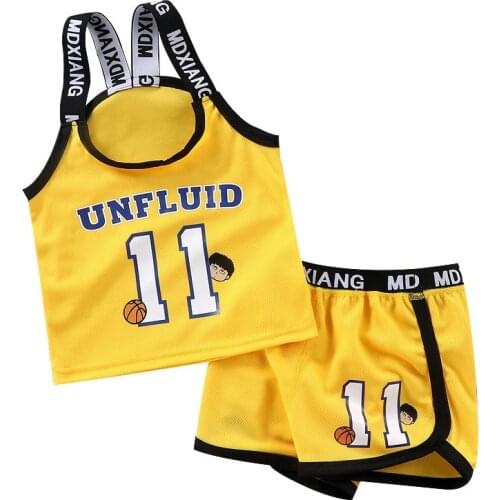 Kids Tracksuit Children O-neck Vest Suit Girls Halter Sports Suit Boys Basketball Suit Girl Summer Clothes