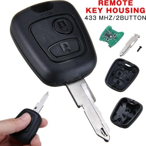 For Peugeot Citroen 206 1pc Remote Key Fob 2 Button 433MHz ID46 Transponder Chip Accessories Parts