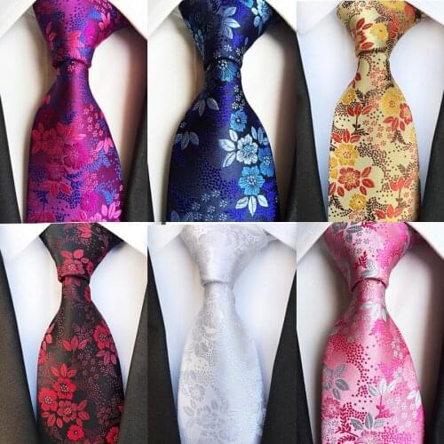 IHGSNMB Mens 8cm Tie Fashion Jacquard Floral Classic Formal Ties for Men Business Wedding Male Shirt Gift Accessories Necktie