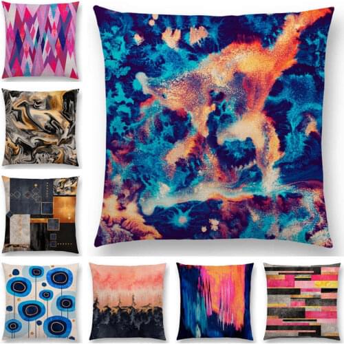 Hot Sale Abstract Hills Magical Floral Fire Ice Forest Oceans Colorful Stripes Geometric Blocks Cushion Cover Sofa Pillow Case