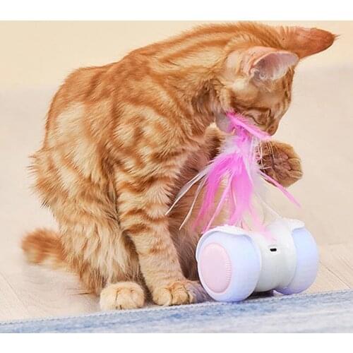 Intelligent Automatic Rolling Electric LED Light Toys For Cat Teaser Feather Funny Games USB Remote Control Interactive Cat Toy