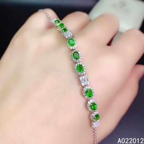 KJJEAXCMY fine jewelry natural Diopside 925 sterling silver classic new girl gemstone hand bracelet support test hot selling