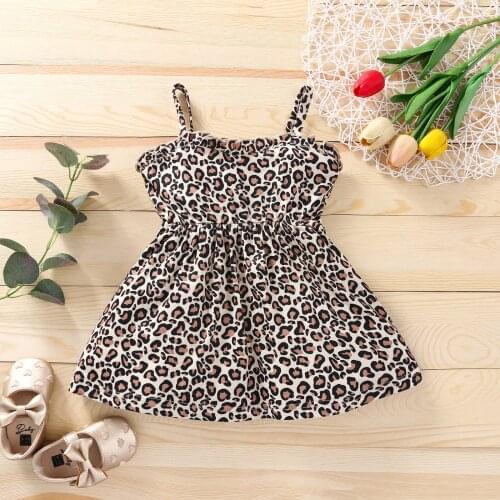 Nfant Toddler Kids Girl Dress Leopard Print Ruffles Sleeveless Casual Party Birthday Dresses Costumes