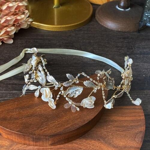 Korean Golden Headband Mori Fairy Beautiful women party hair wear bride Wedding Hair Accessories