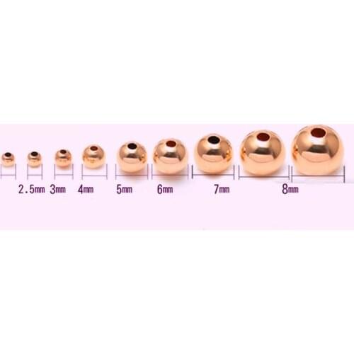 200pcs 2.4 3 4 5 6mm Rose Gold Metal Crimp Beads Smooth Ball Loose Spacer Beads for DIY Jewelry Making findings Z1132