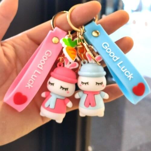 Oein Cute Cartoon Keychain Rabbit Acrylic Key Ring Creative Mobile Phone Bag Car Pendant Key Chains Gift For Women/Men Lovers