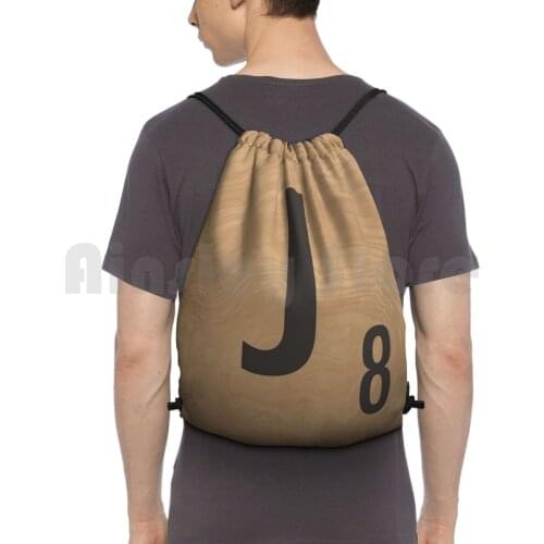 Scrabble Backpack Drawstring Bags Gym Bag Waterproof Scrabble Scrabble Scrabble Tile Geek Nerd Board Game Letter J Wood