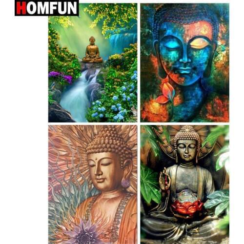 HOMFUN 3D Diamond Painting "Religious Buddha" DIY Full Rhinestones Drill Cross-stitch Kits Square Round Diamond Embroidery