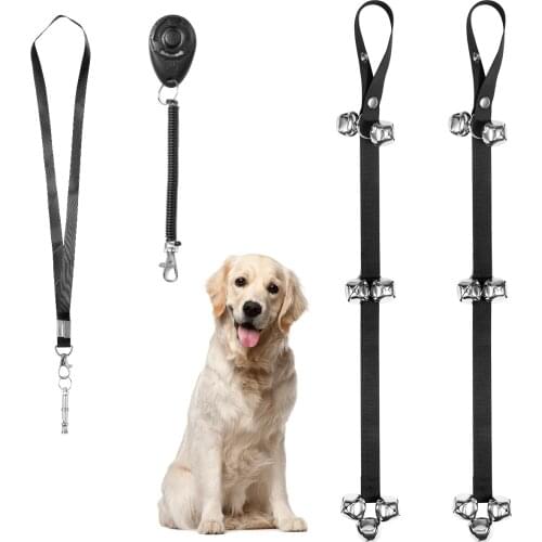 Pet Dog Training Set Adjustable Dog Doorbells Training Clicker Whistle For Doorknob Potty Training/Go Outside Dog Whistle