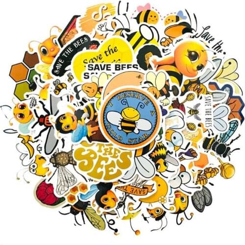 10/30/50PCS cute little bee waterproof cartoon suitcase skateboard car helmet decorative waterproof stickers wholesale