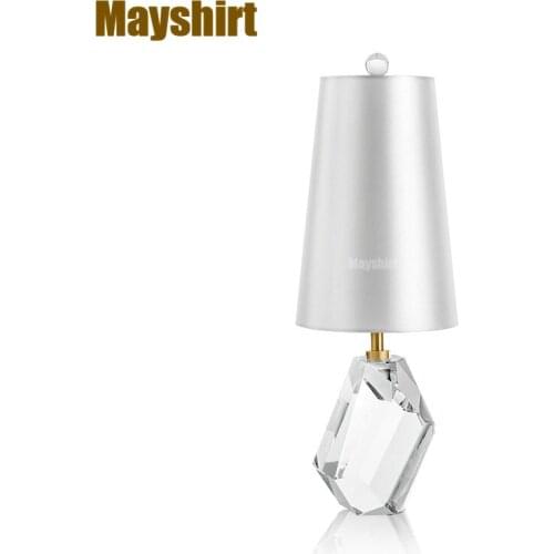 Nordic K9 Crystal Table Lamps for Bedroom Home Deco Fabric Living Room Table Light Luxury Bedside Art Deco Modern Light Fixtures