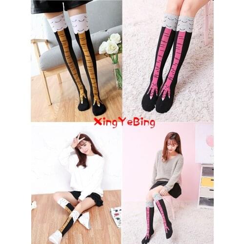 High Quality Creative Chicken Women Over the Knee Socks Cartoon Cotton Chicken Claw Ladies 3D Print Funny Animal High Socks