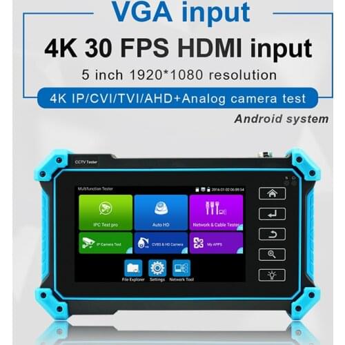 Newest 5 Inch H.265 4K IP CCTV Camera Tester Monitor AHD CVBS CVI TVI 8MP Camera Tester WIFI POE PTZ