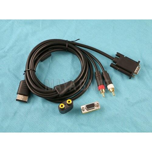 OCGAME 10pcs/lot DC VGA Video Cable HD RCA Adapter Japan NTSC US PAL for SEGA Dreamcast Console 1.8M