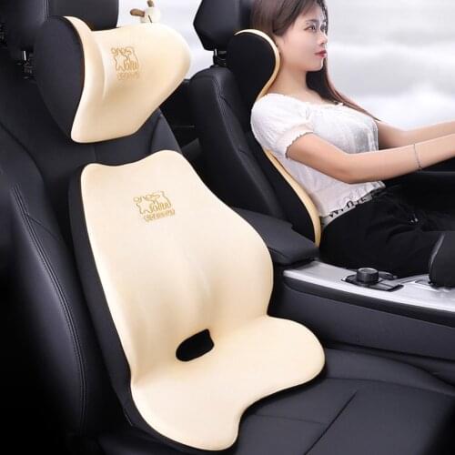 Car Headrest Car Neck Pillow Soft Lumbar Pillow For Car And Office Car Seat Heightening Pad Lumbar Care 3D Flannel Memory Cotton
