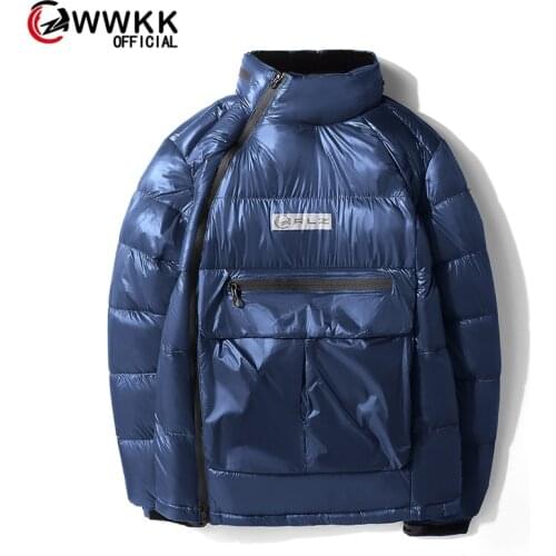 WWKK 2020 Winter Down Parka man Glossy Hooded Jackets Large Size Winter Warm Thick Parka Loose Coat Winter Women Jacket
