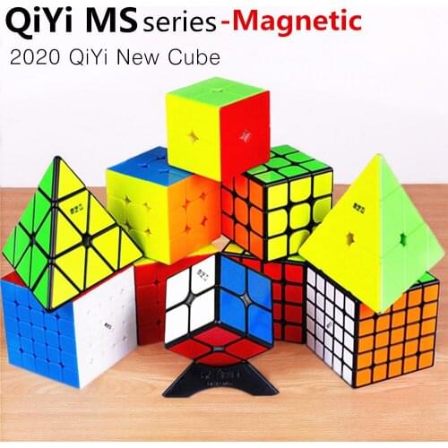 Qiyi MS Series Magnetic 2x2 3x3 4x4 5x5 Mofangge Magic Cube Stikerless Twisty Pyramid Magnets Puzzle Speed Cubes Educational Toy