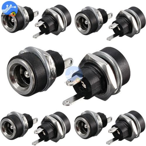 10Pcs 3A 12V For DC Power Supply Jack Socket Female Panel Mount Electrical Socket Connector 5.5mm x 2.1mm Power Adapter Terminal