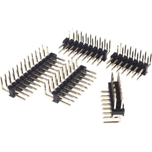 100pcs 2.54mm PCB Male Header 2x2 P 4 Pin 6 8 10 12 14 16 20 24 26 28 30 34 40 50 60 68 80 Pin Dual Row Right Angle Through Hole