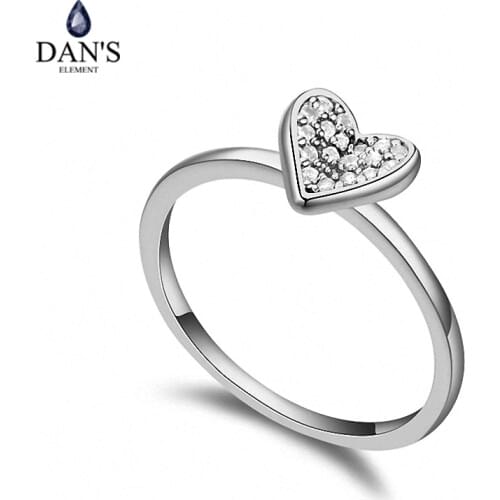 DANS Real Austrian Crystals Brand AAA Zirconia Micro Inlays Fashion Ring for women New Heart 109389White