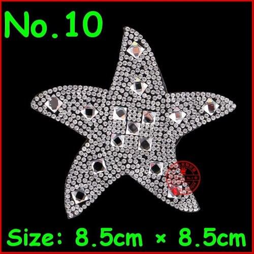 1 pc Hot Fix Rhinestones Star Starfis Patches Motif Iron On Patch Badge Crystal Stone Applique Women Wedding Dress Clothes Patch