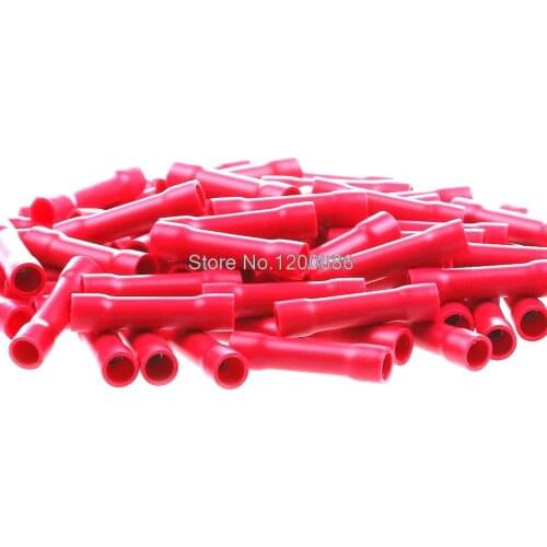 100pcs BV1.25 Insulated Straight Wire Butt Connector Electrical Crimp Terminals