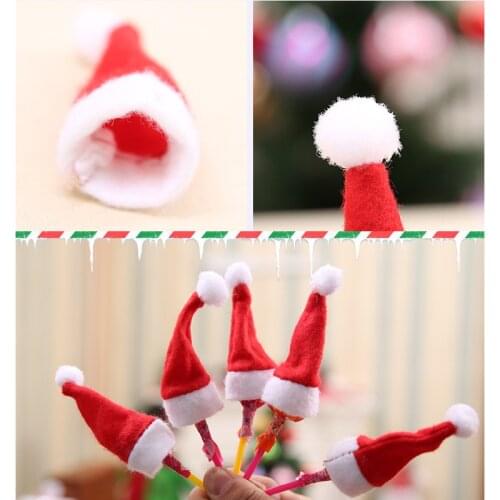 100 Pcs Mini Christmas Hat for Candy Cute Doll Decor Christmas Decorations 2021 navidad ofertas Children Christmas Gift Decor