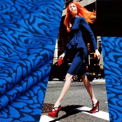 2016 new light blue rose double layer stereo relief composite knitted cotton fabric elastic fashion fabric