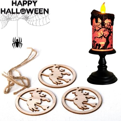 3PCS/ Lot Hanging Wooden Ornaments Halloween Bat Ghost Letter Witch Models Halloween Party Supplies DIY Decorations for Home